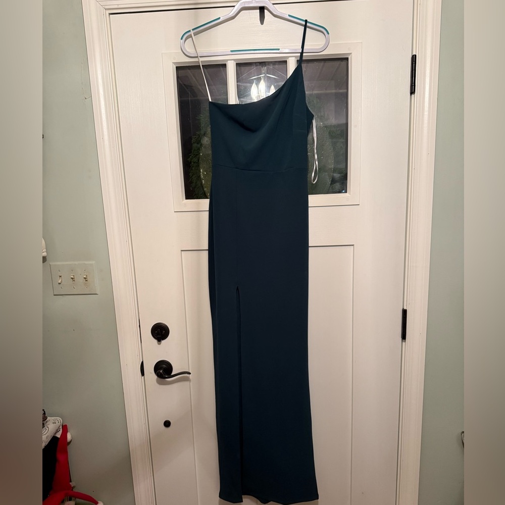 Keeper of My Heart Hunter Green One-Shoulder Maxi Dress